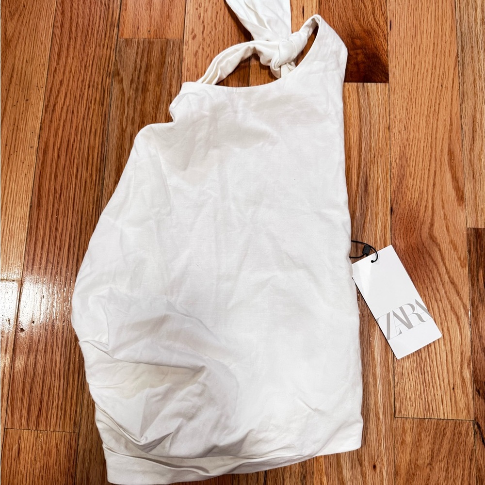 Zara Cream Knotted One-Shoulder Tank